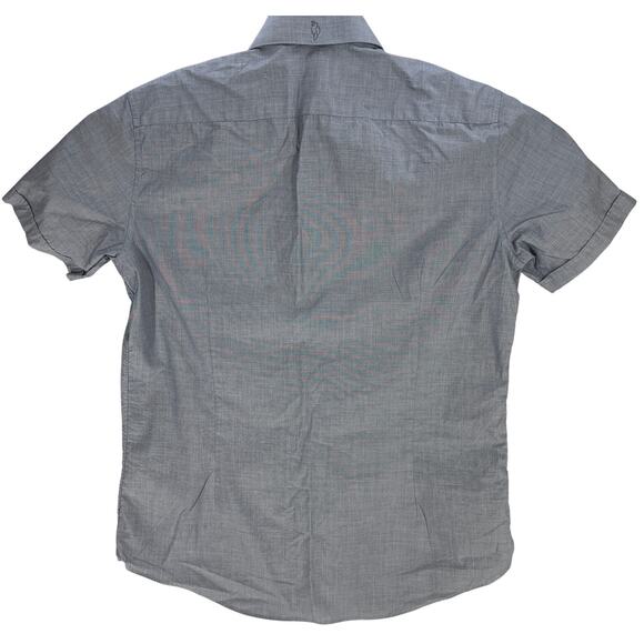 Jill Stuart Button Up Shirt Men XL Blue Short Sleeves Slim Minimalist Preppy - Picture 3 of 6